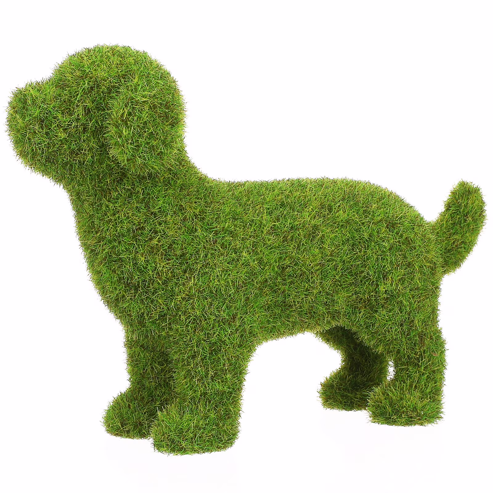 Artificial Topiary Dog Flocked Puppy Ornament Lifelike Statue