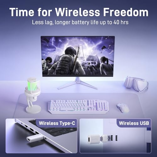 MAONO Wireless Microphone for PC,Gaming Streaming Mic with Software AI Voice Change,3-Level Noise Cancellation,Custom EQ,Gain Control USB Mic for Laptop Computer Podcast (DM40-Black)