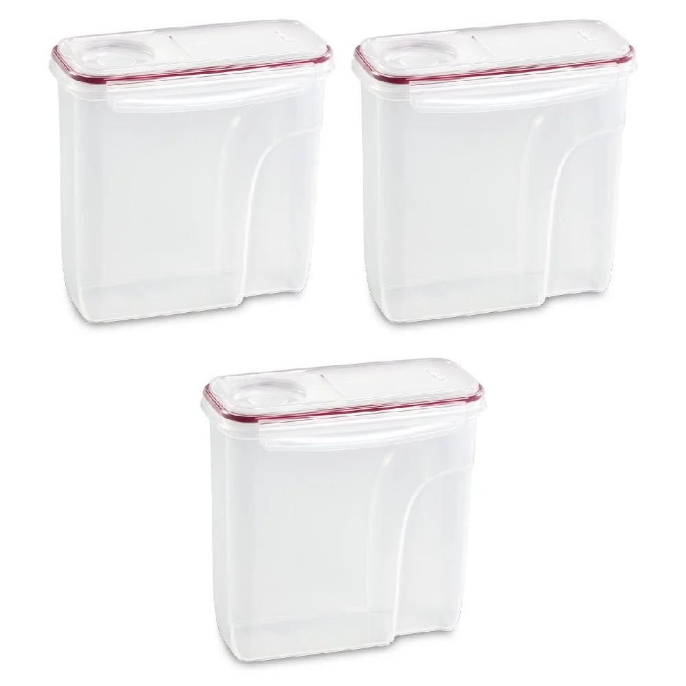 Sterilite 0318 Ultra-Seal Dry Food Storage Container 24 Cups 6 Qt. Cereal Container Clear 3-Pack