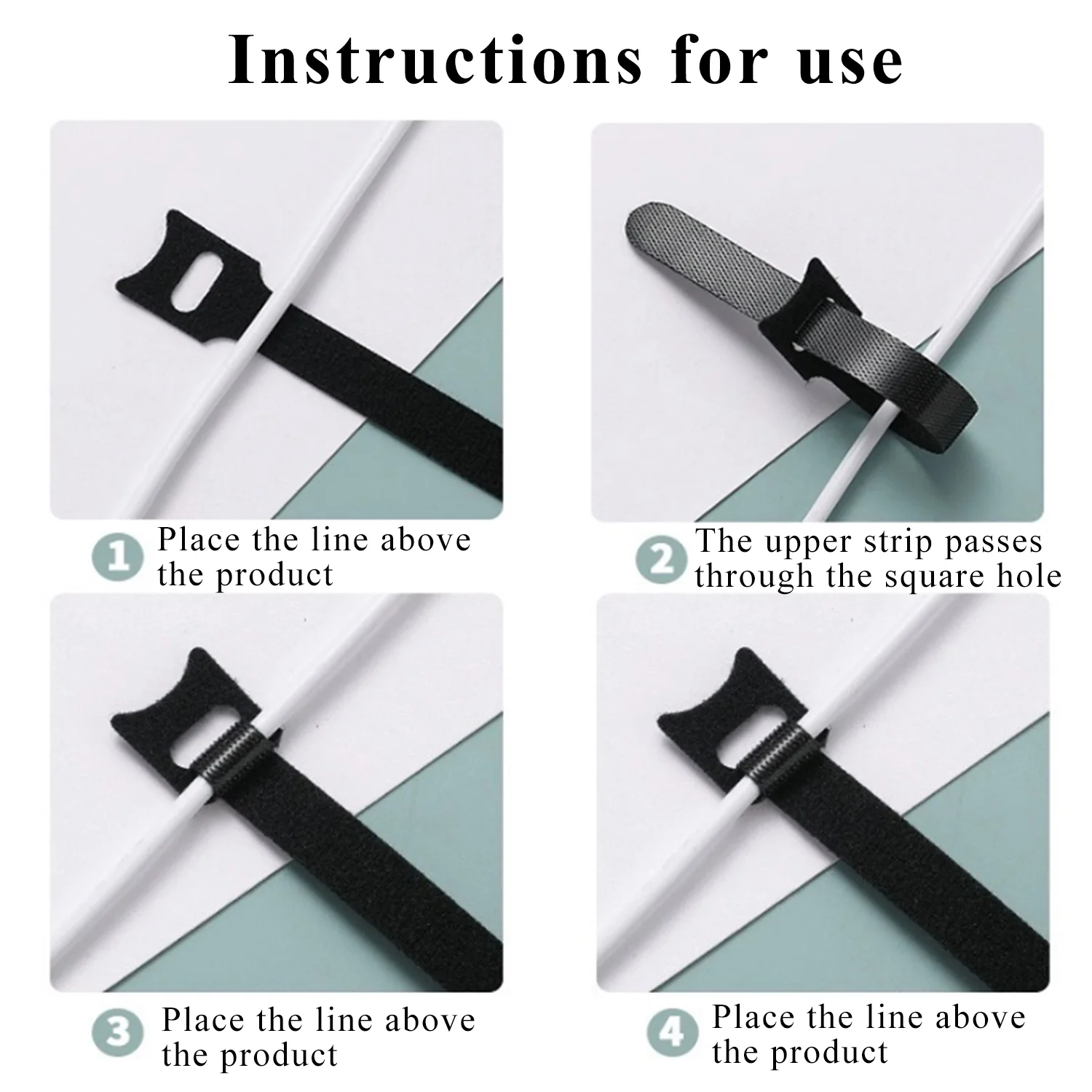 200PCS Cable Straps, Velcro Cord Hook Loop Ties, Reusable Fastening Organizer for Office Home Wire Organize (Black)