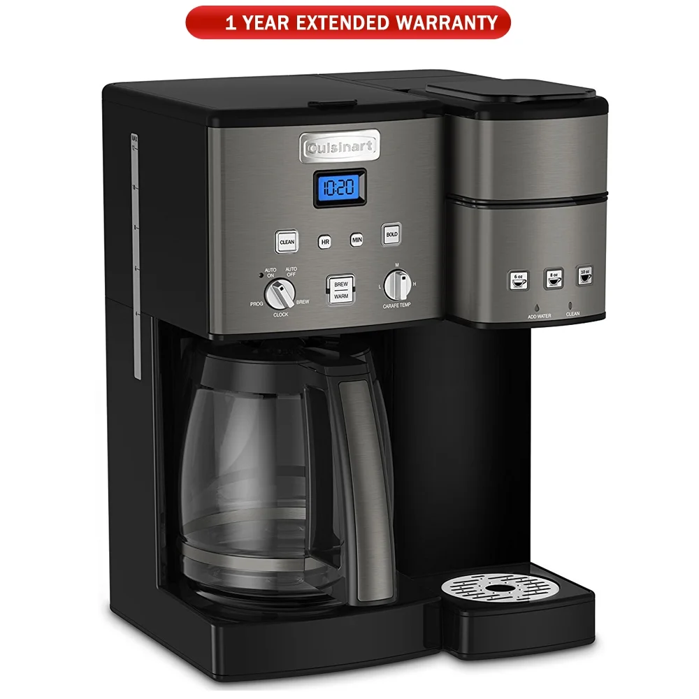 Cuisinart SS-15 12-Cup Coffee Maker and Single-Serve Brewer, Black Stainless with Extended Warranty