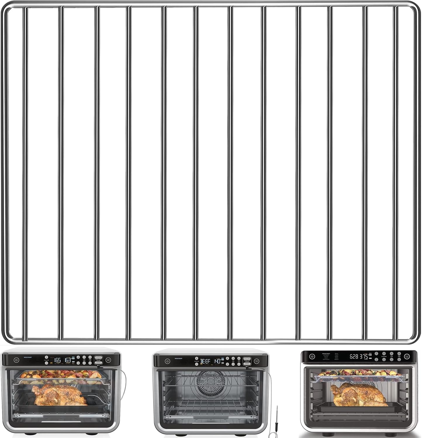 Air Fryer Wire Rack for Ninja Foodi 10 in 1 DT201 DT251 Digital Convection Toaster Oven, 14.4''*11.4'' Stainless Steel Air Fryer Accessories Roasting Steamer Grill Racks Baking Tray Rack