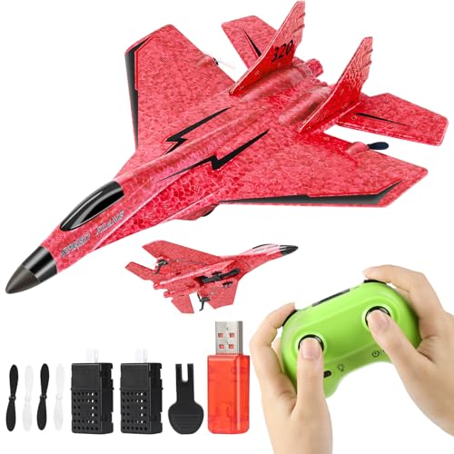 RC Plane, Remote Control Airplane- 2CH 2.4Ghz Remote Control Wireless Airplane Toy with Lights, Foam RC Fighter Plane Jet for Adults Kids Toys