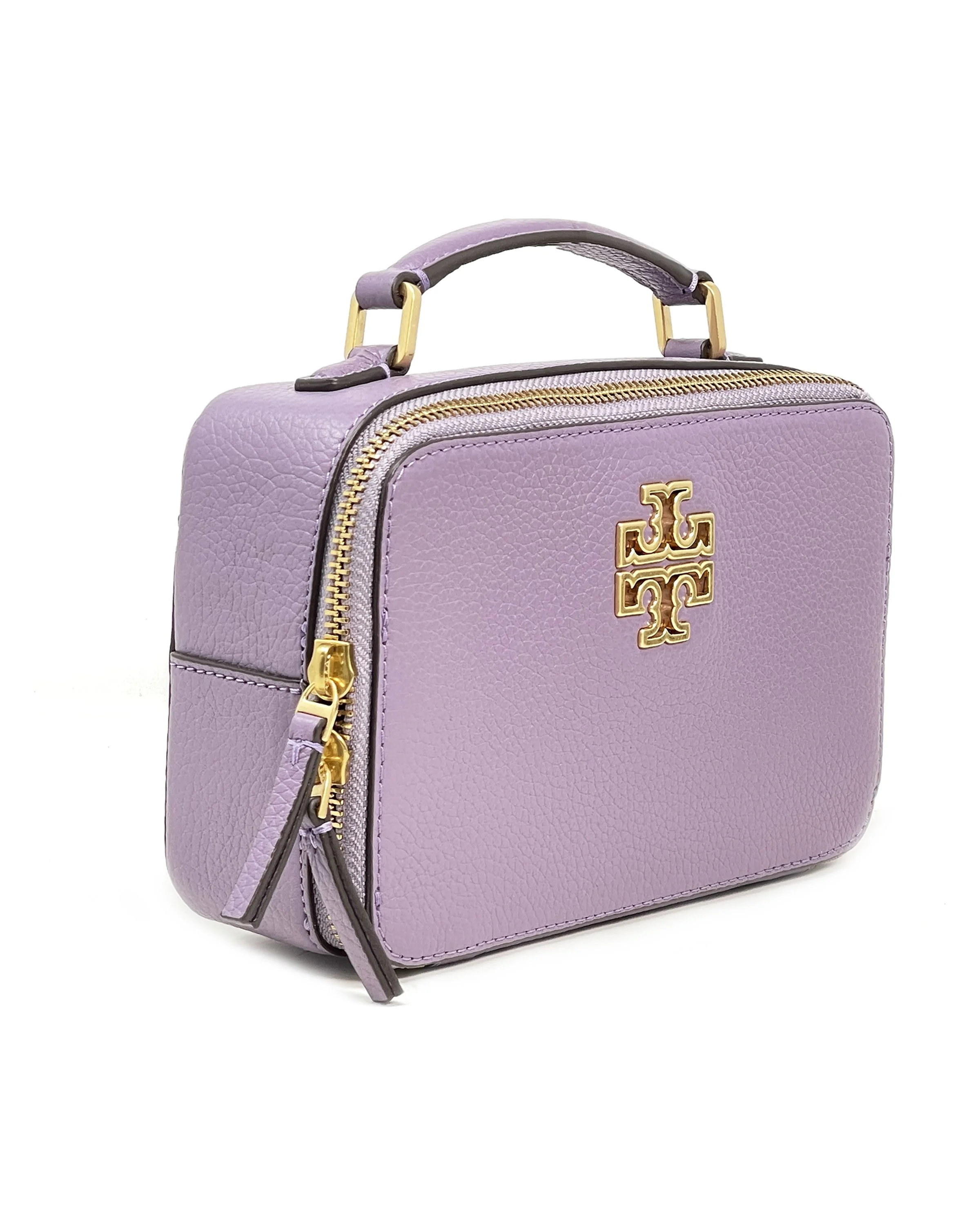 Tory Burch Women's Britten Pebbled Leather Small Top Handle Crossbody Bag (Allium)