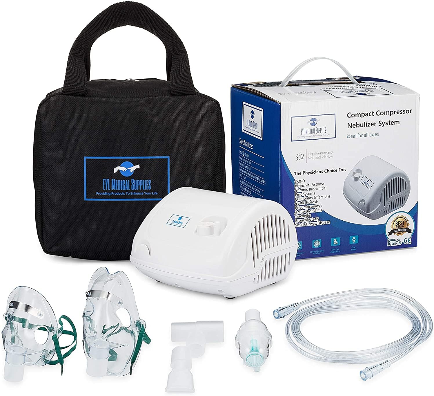 Desktop Piston Powered Compressor Home Use Cool Mist Includes All Accessories Carry Bag Portable for Travel (TruNeb)