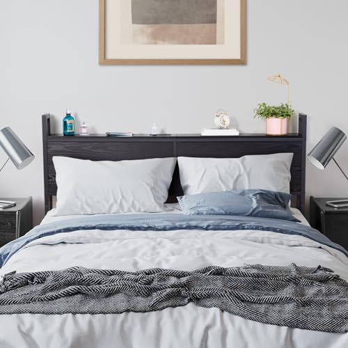 Queen Headboard, Headboard with Charging Station, Queen Headboard Only with Storage for Bedroom, Adjustable Height, Sturdy and Stable, Easy Assembly, Rustic Brown HB051BR