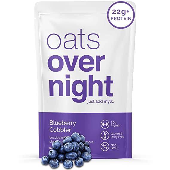 Oats Overnight Plant Based - Blueberry Cobbler - Premium High-Protein, Low-Sugar, Gluten-Free (2.6oz per Pack)