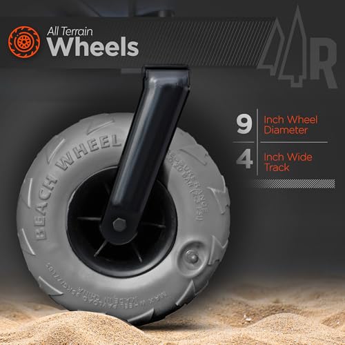 Beach Wagon with Big Wheels for Sand - All Terrain Steel Frame Utility Cart with 9