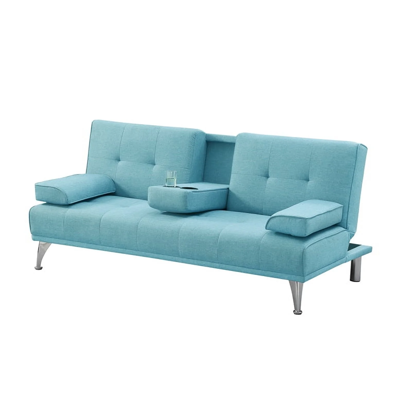 Serta Michigan Convertible Sofa in Sky Blue Fabric Upholstery