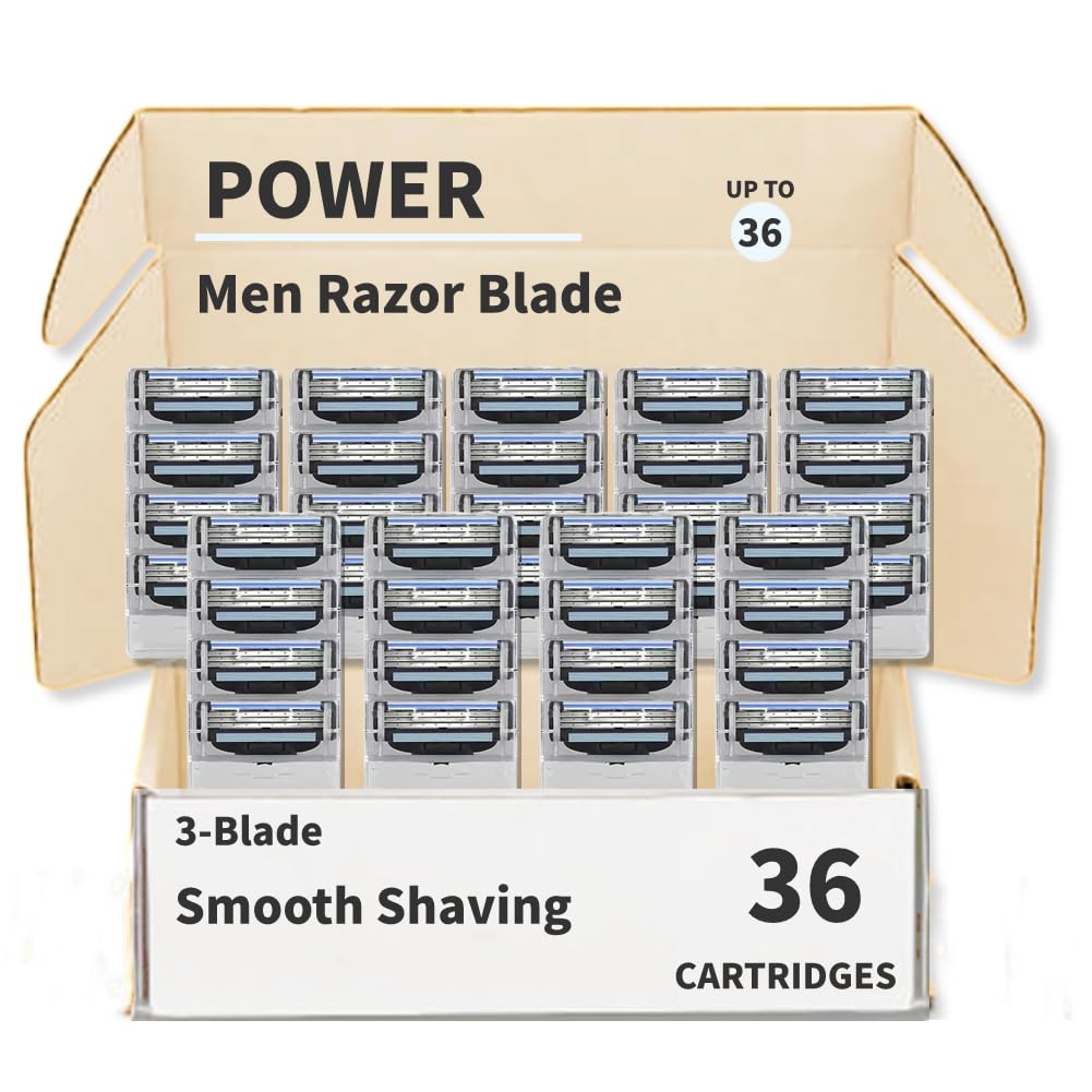 Razor Blades Refills, Mens Turbo Razor Blades Refills, Designed for Sensitive Skin, Precision Cut Stainless Steel Razor Blades Men (36Pcs)