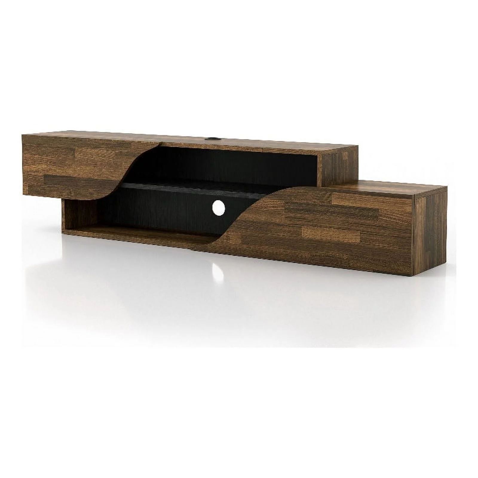 Furniture of America Hart Wood 2-Shelf Floating TV Console in Brown Hickory