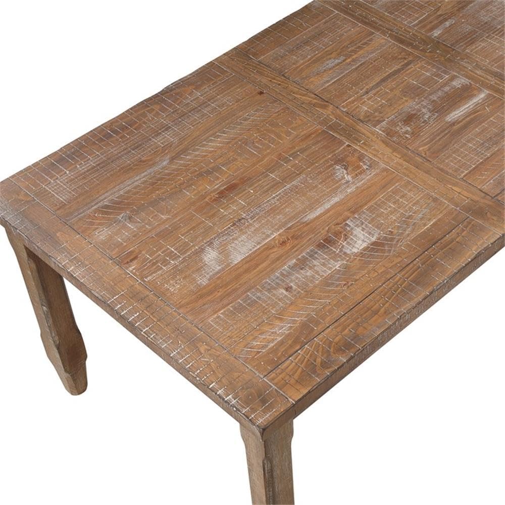 BOWERY HILL Light Brown Distressed Wood Extendable Dining Table