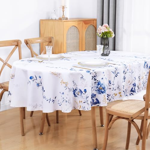 Floral Tablecloth Rectangle, Watercolor Wildflower Table Cloth, Spring Summer Waterproof Polyester Fabric Wrinkle Free Tablecloths for Outdoor, Picnic, Camping, Kitchen, Dining Room, 60x104 Inch