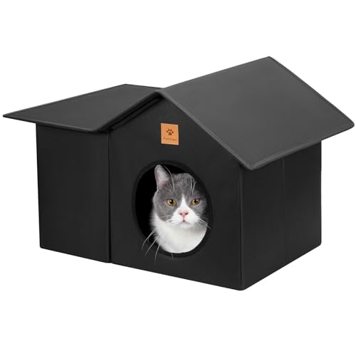 Outdoor Cat House, Weatherproof & Insulated Cat Houses for Outdoor Cats with Waterproof Oxford Fabric and Density Board