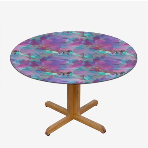 Multicolor Seamless Table Cloth for Round Tables Old Fashioned Scottish Tartan Country Style Wipe Clean Table Cover for Outdoor/Indoor Use Plaid Fits up 40