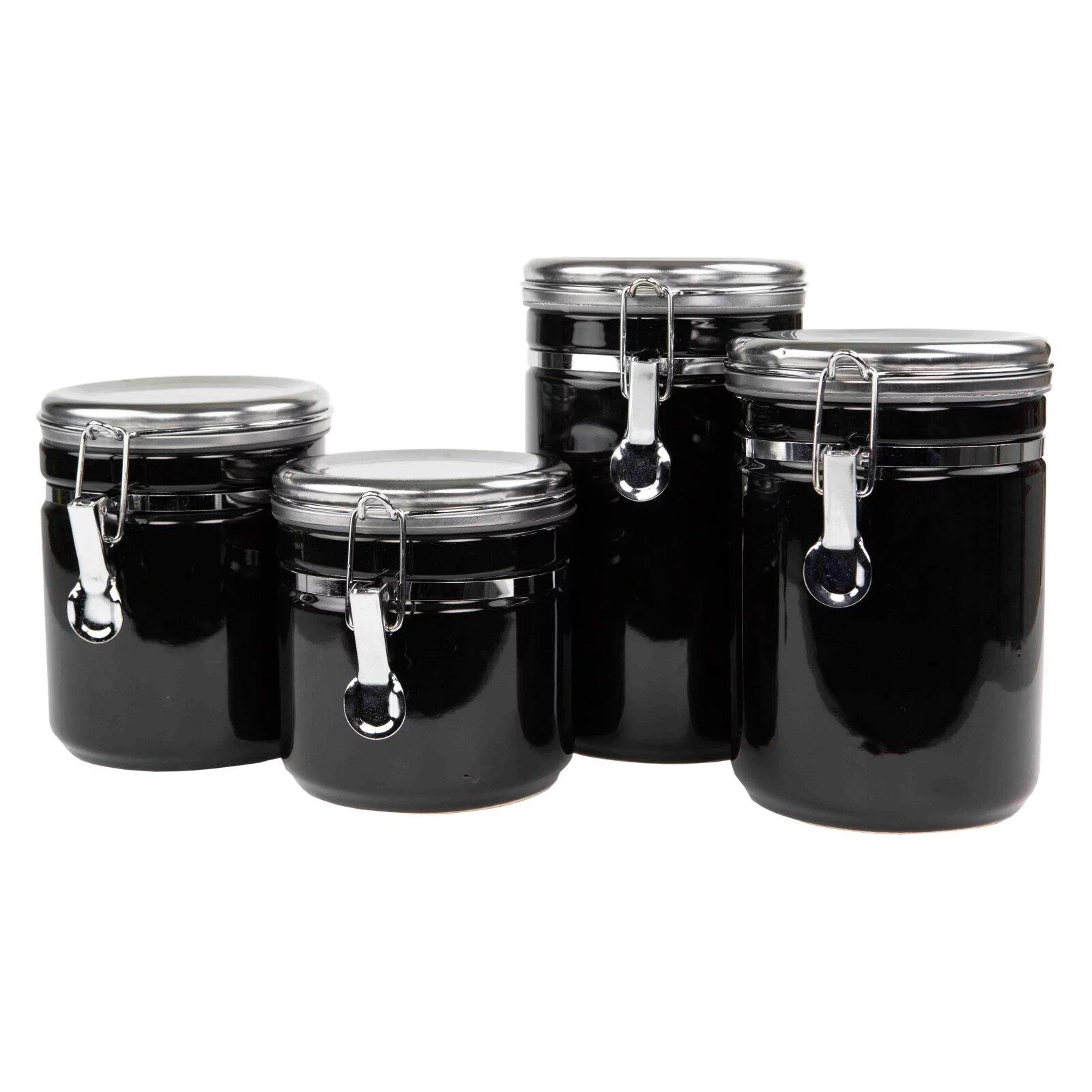 Home Basics 4 Piece Canister Set with Stainless Steel Tops