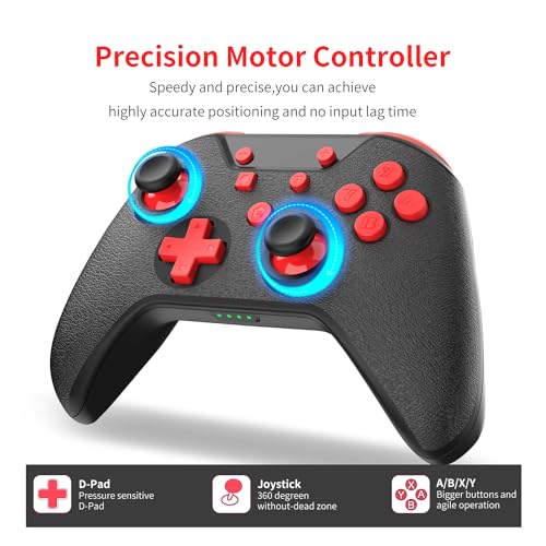 Switch Controller, Wireless Controller Compatible Nintendo Switch/Switch OLED/PC/Android/IOS with Turbo Motion Vibration (Black)