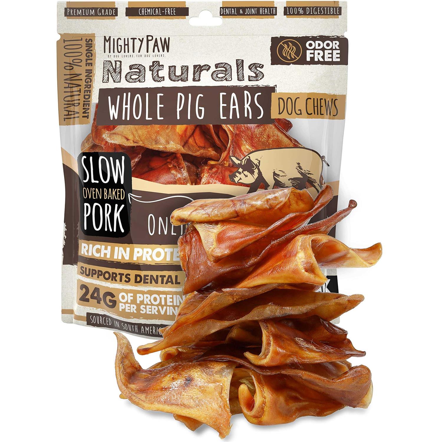 Mighty Paw Half Pig Ears for Dogs All Natural Dried Single Ingredient Dog Treats - Pet Supplies online store