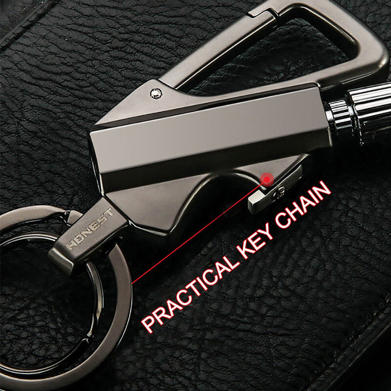 Lighter Metal Carabiner Bottle Opener Keychain Flint Fire Starter Permanent