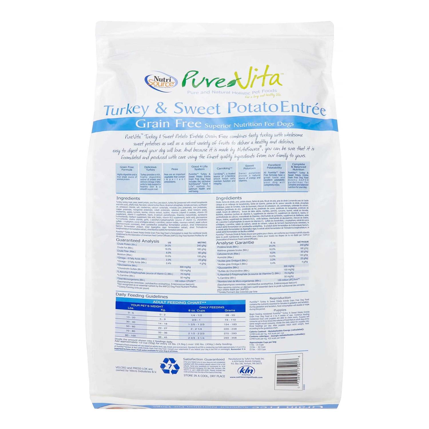 Pure Vita Grain-Free Turkey & Sweet Potato Entree Dry Dog Food - Pet Supplies online store