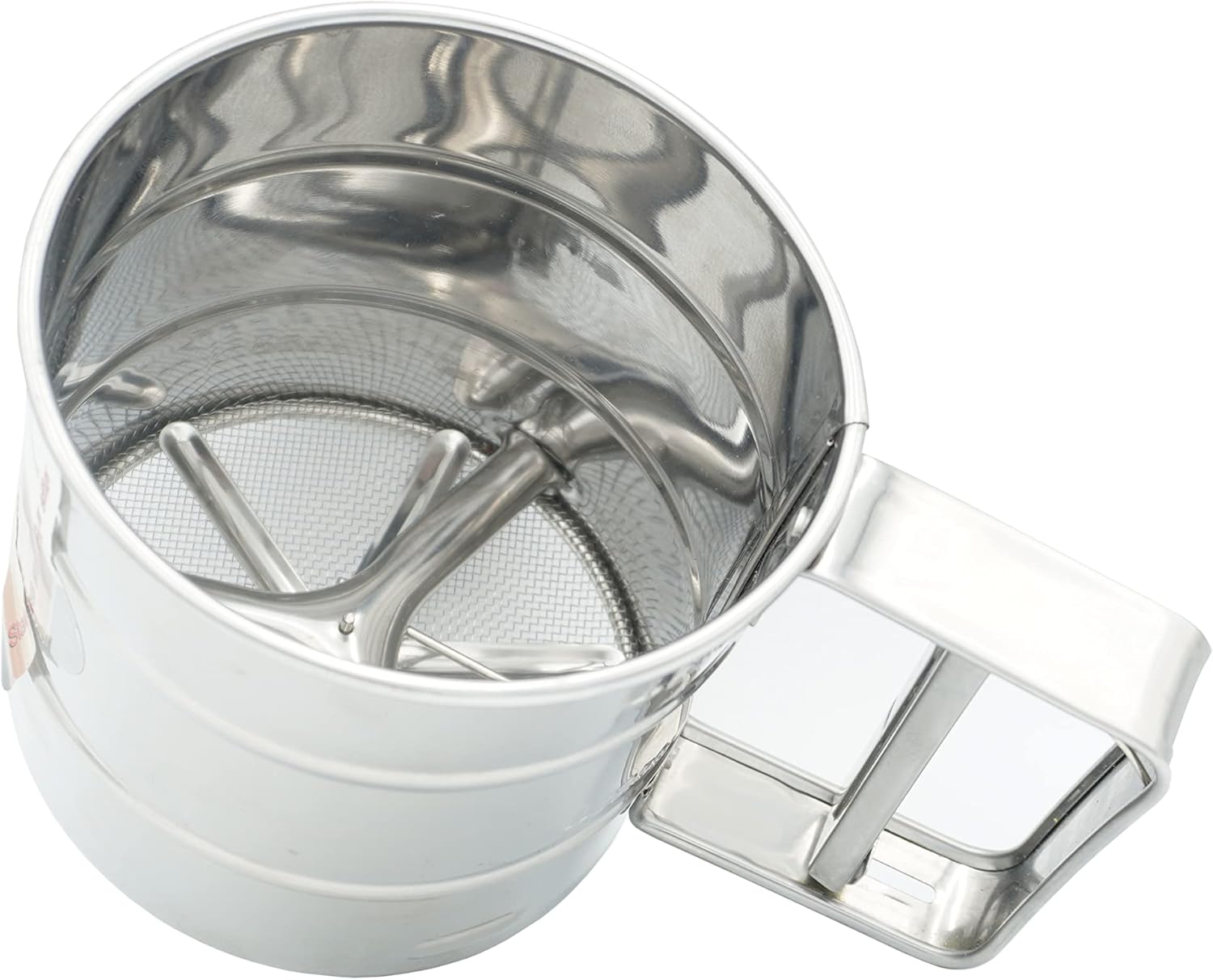 UNIWARE Flour Sifter for Baking,Stainless Steel Rotary Hand Crank -2.5 Cup-Double Layers Sieve with Hand Press.