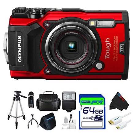 Olympus Tough TG-5 Digital Camera (Red) + Pixi Advanced Accessory Bundle Kit