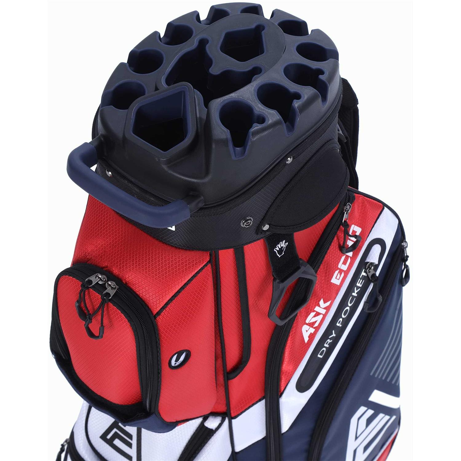 ASK ECHO T-Lock Golf Cart Bag with 14 Way Organizer Divider Top, Premium Cart Bag with Handles and Rain Cover for Men - Sports Supplies Online Store