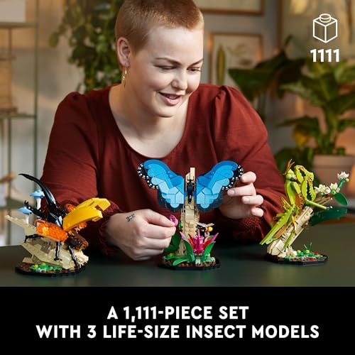 LEGO Ideas The Insect Collection, Fun Gift for Nature Lovers, with Life-Size Blue Morpho Butterfly, Hercules Beetle and Chinese Mantis Display Models, Bug Building Set and Nature D&eacute;cor, 21342