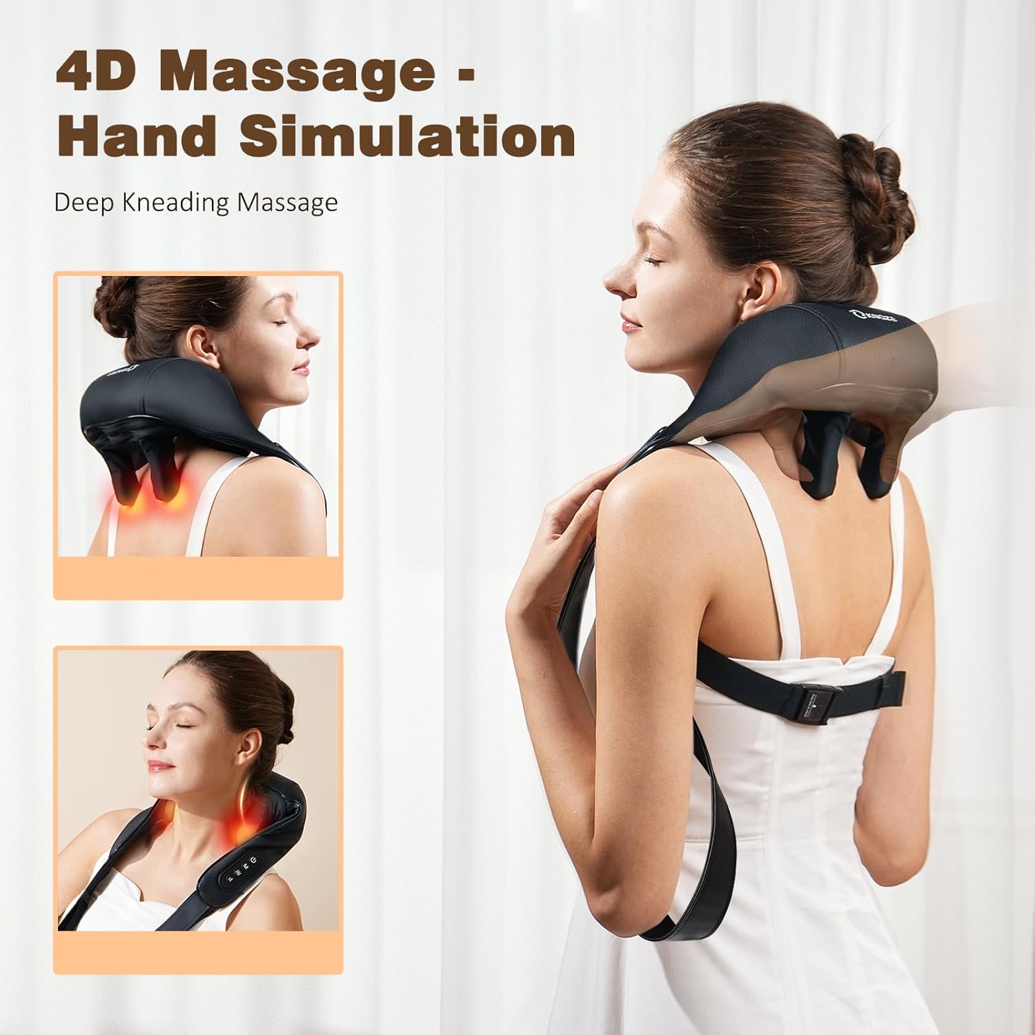 Neck Massager with Heat, Deep Kneading Massage, Shiatsu Neck and Back Massagers for Neck, Shoulder Traps Pain Relief, KN6 V28