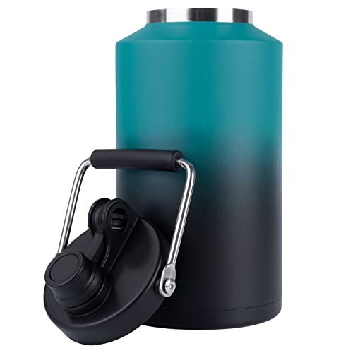 Kerilyn Insulated Gallon Jug with Handle, One Gallon, 128oz Stainless Steel, Large Double Vacuum Water Bottle for Hot & Cold Drinks, Wide Mouth, Sweat Proof, Great for Travel, Camping, Stainless