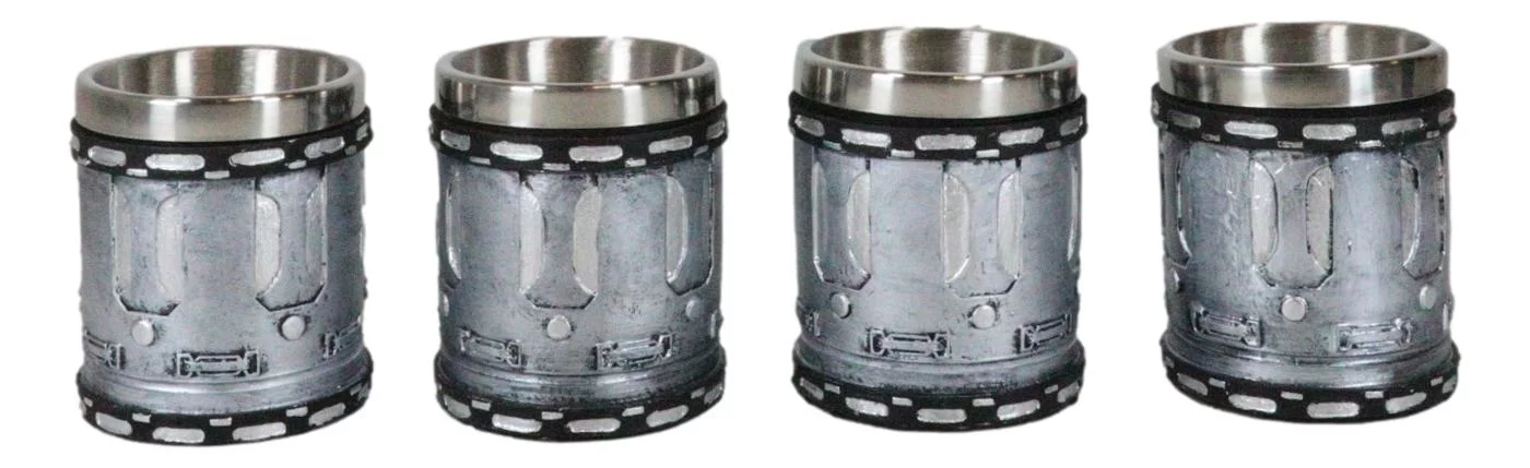 Western Novelty Revolver Pistol Gun Barrel Cylinder Shot Glass 2-Ounce Set of 4