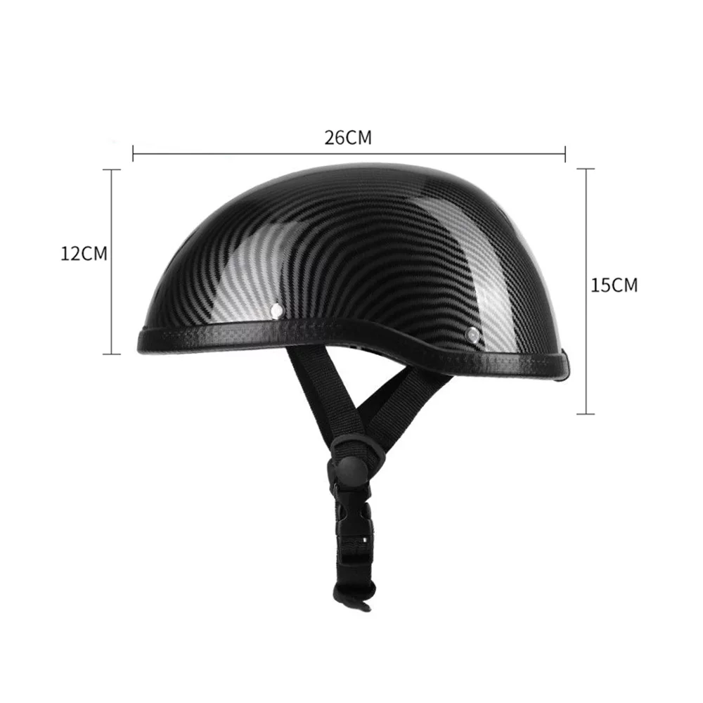 Abody Retro Style Motorcycle Half Helmet ABS+Cotton Cap for Motorcyclist Biker Ridder Carbon striation (One Size)Universal Washable