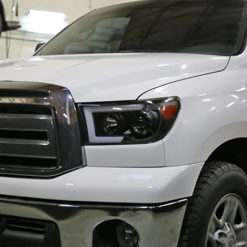 Fits 2007-2017 Toyota Tundra Sequoia Projector Headlights LED Switchback Sequential Turn Signals Replacement Assembly Pair | Black