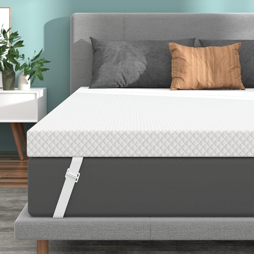 3 Inch Firm Mattress Topper Queen, Gel Infused Ventilated Bed topper for Back Pain Relief - Firm Foam Mattress Topper, CertiPUR-US Certified