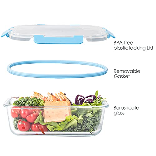 10 Pack Glass Food Storage Containers with Lids, Reusable Meal Prep Containers for Lunch, Airtight , Leak Proof, Microwave & Freezer Safe (34oz & 12oz)