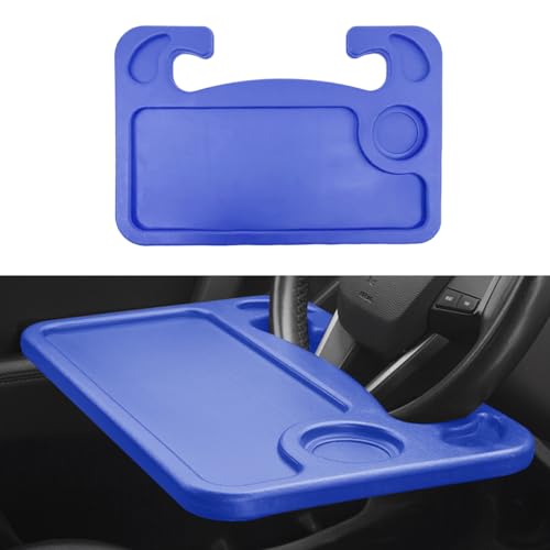 Car Steering Wheel Desk, Multipurpose Steering Wheel Trays, Double-Sided Car Seat Stand Trays for Laptop and Eating, Travel Car Accessories Fits Most Vehicles Steering Wheel (Blue)
