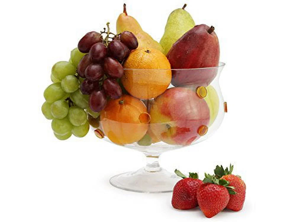 GAC Glass Trifle Bowl, Elegant Footed Glass Fruit Bowl with Gold Glass Dots, Size - 8 Inch