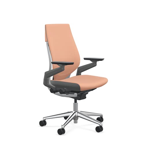 Steelcase Gesture Office Chair - Cogent: Connect Graphite Fabric, Low Seat Height, Wrapped Back, Light on Dark Frame with Polished Aluminum Base, Lumbar Support, and Hard Floor Casters