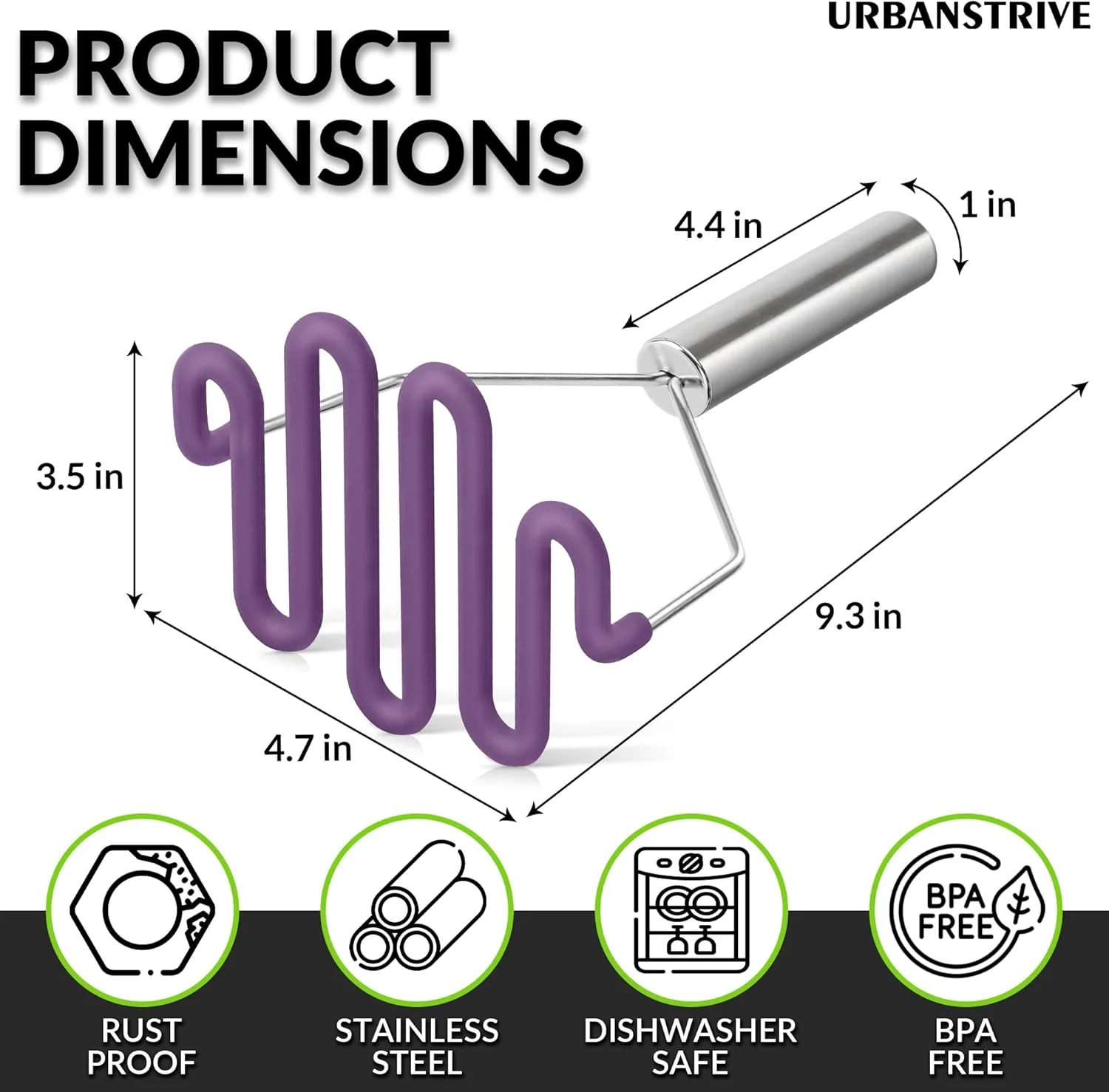 Scratch-resistant silicone potato mash maker, kitchen tool, stainless steel outer layer wrapped with high-quality silicone.
