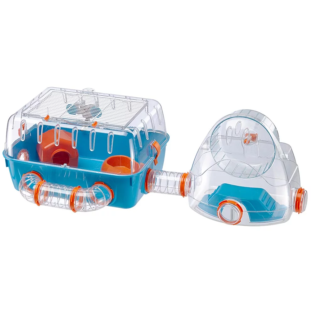 Ferplast Combi 2 Starter Hamster Cage | Includes Accessories | 31.3L x 11.61W x 10.35H Inches, Blue