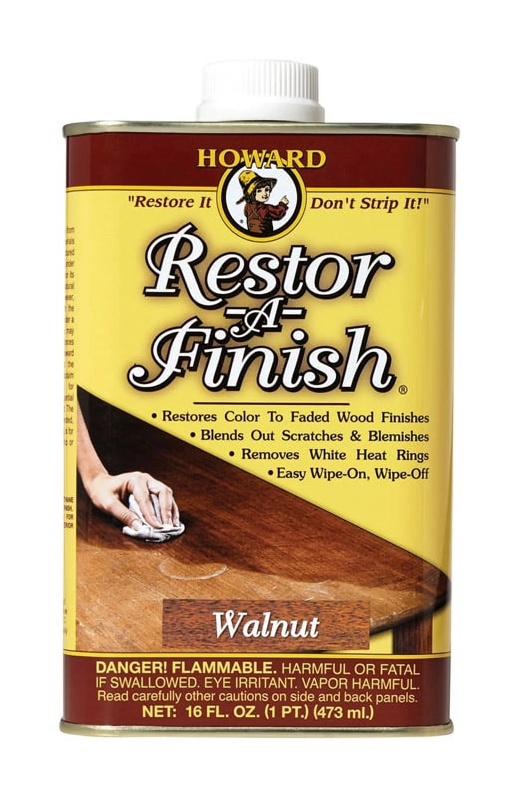 1 Pc, Howard Restor-A-Finish Semi-Transparent Walnut Oil-Based Wood Restorer 1 Pt
