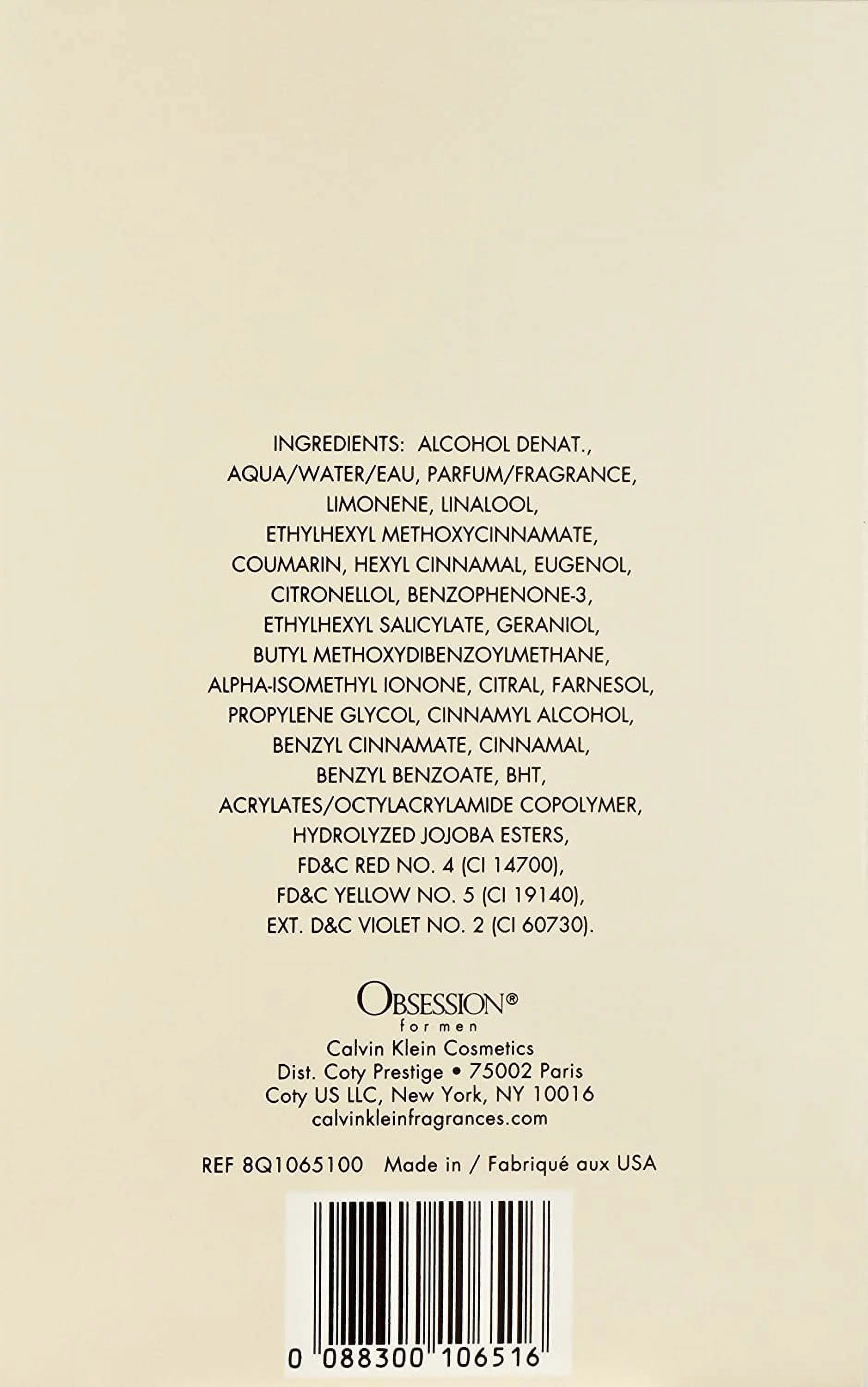 Obsession for men By Calvin Klein Eau de Toilette Spray 4 oz (Pack of 4)