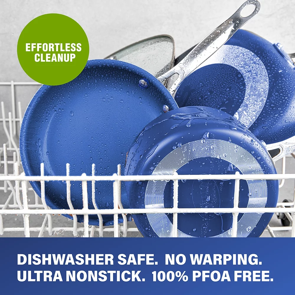 Granite Stone Pots and Pans Set, 10 Piece Complete Cookware Set, Nonstick, Dishwasher Safe, Blue