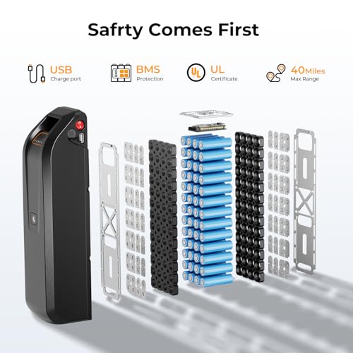 Jasion EB5 Electric Bike for Adults with Peak 500W Brushless Motor, 40Miles 20MPH Commuting Electric Mountain Bike with 360Wh Removable Battery, 7-Speed, 26