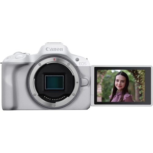 Canon EOS R50 Mirrorless Camera (White) with RF-S 18-45mm F4.5-6.3 is STM Lens 5812C012 Bundle with Deco Gear Photography Bag + 2 x Battery + 2 x 64GB Memory Cards + Accessories Kit