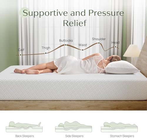 Rolanstar Full Size Mattress, 10 Inch Gel Memory Foam Mattress in a Box, Fiberglass Free, Breathable for Cooler Sleep Supportive & Pressure Relief, CertiPUR-US Certified, White