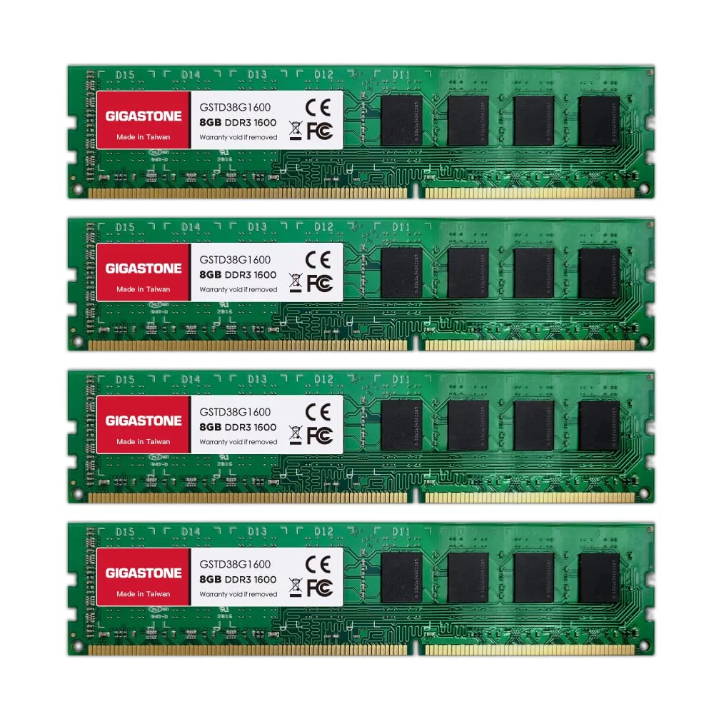 【DDR3 RAM】 Gigastone Desktop RAM 32GB (4x8GB) DDR3 32GB DDR3-1600MHz PC3-12800 CL11 1.5V 240 Pin Unbuffered Non ECC UDIMM for PC Computer Desktop Memory Module -GS-DDR3-U1600CL11-8GB-4PK-B