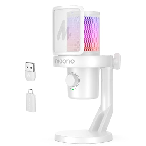 MAONO Wireless Microphone for PC,Gaming Streaming Mic with Software AI Voice Change,3-Level Noise Cancellation,Custom EQ,Gain Control USB Mic for Laptop Computer Podcast (DM40-Black)