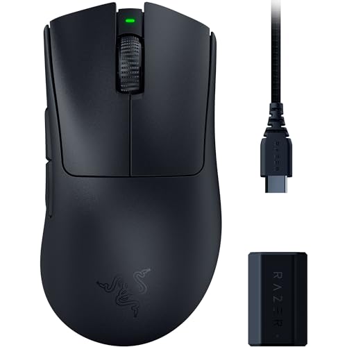 Razer DeathAdder V3 Pro Gaming Mouse: 63g Ultra Lightweight - Focus Pro 30K Optical Sensor - Fast Optical Switches Gen-3 - HyperSpeed Wireless - 5 Programmable Buttons - 90 Hr Battery - Black