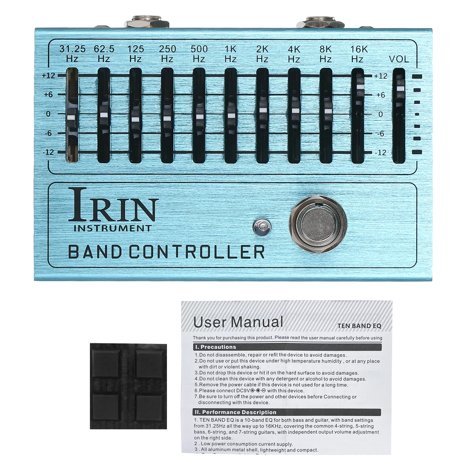 IRIN 10 Band EQ Guitar Effect Pedal Guitar Equalizer with True Bypass, Aluminum Alloy Body